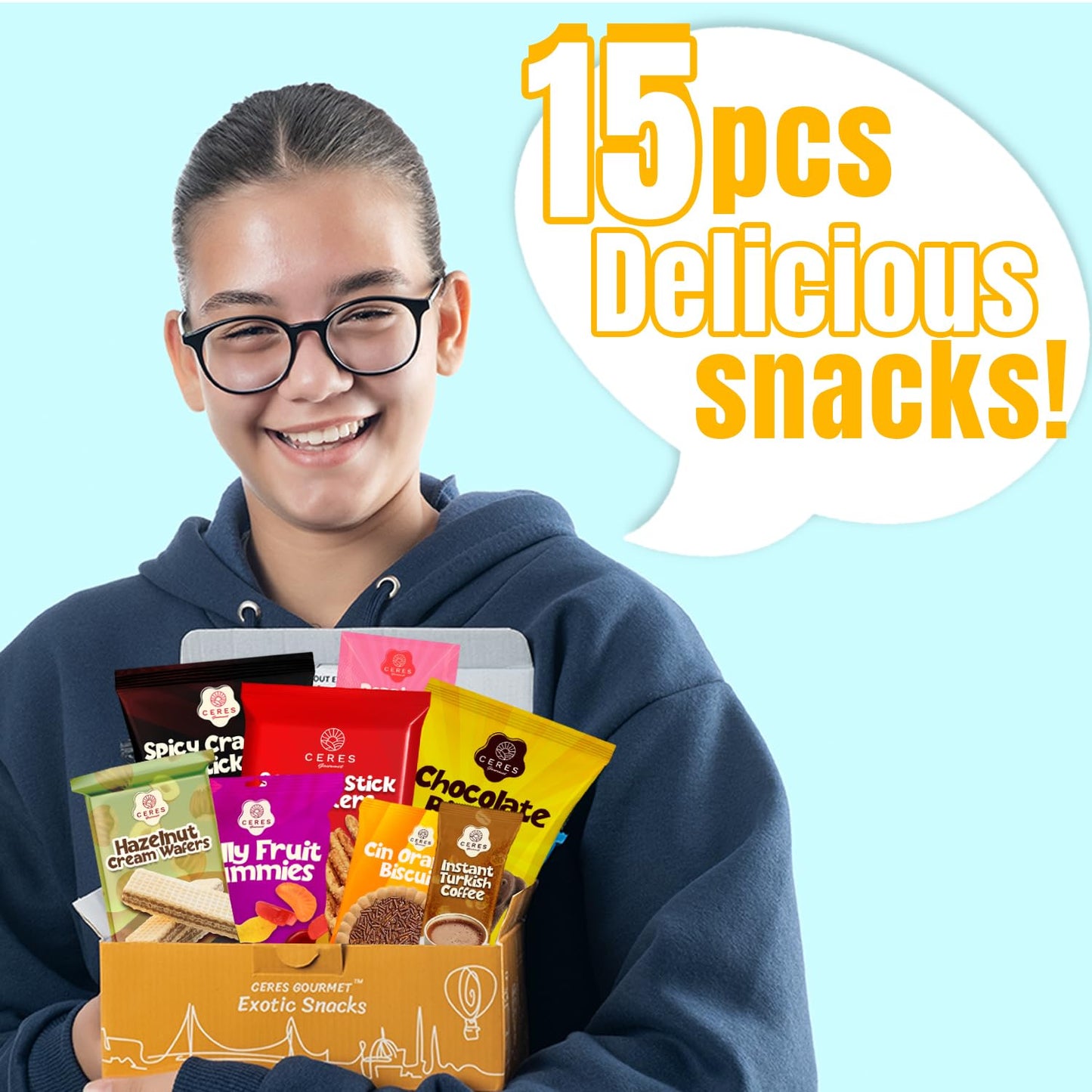 Ceres Gourmet International Exotic Snack Box, Premium Foreign Snacks Variety Pack, Mini Size