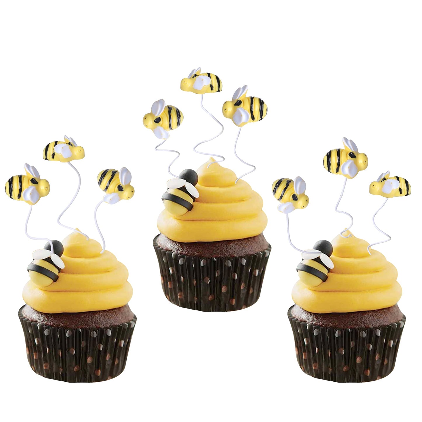 30 Pcs Bumble Bee Cupcake Toppers Resin Little Figurine Bee Cupcake Picks Oh Babee Cake Decorations For Bee Theme Baby Shower Kids Boys Girls Birthday Party Decoration Supplies