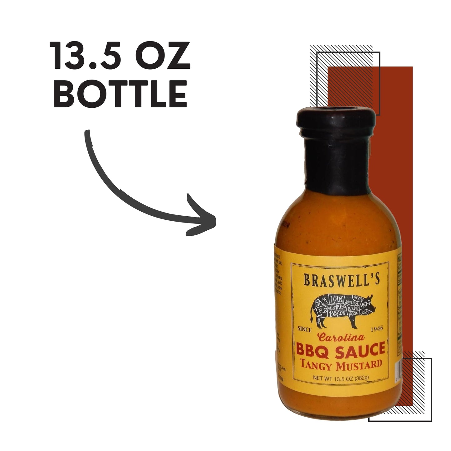 Braswell Sauce Barbeque Tangy Mustard, 13.5 Oz