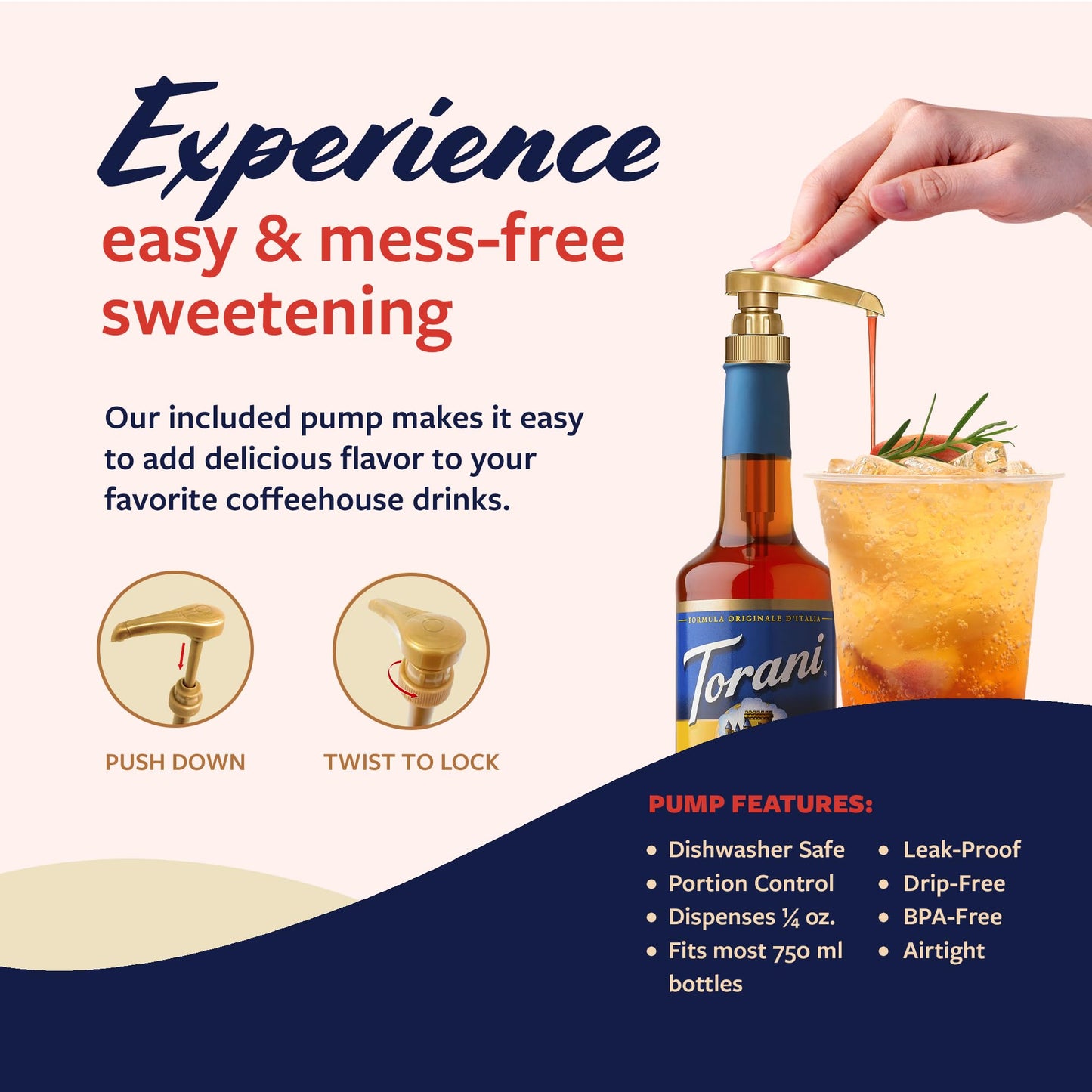 Torani Sugar Free Syrup, Orange Flavoring For Drinks, Zero Calorie, Glass Bottle With Pump Included, 25.4 Fl Oz