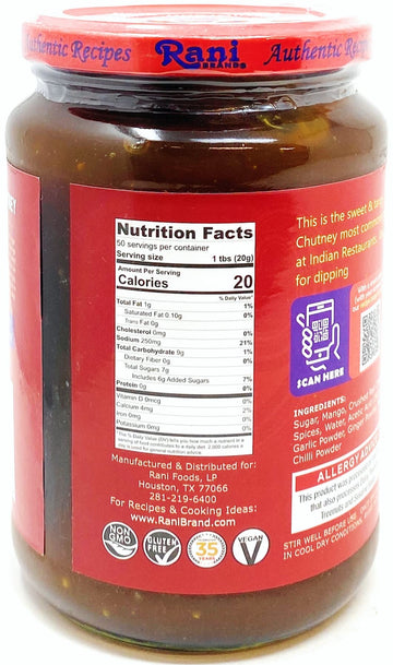 Rani Kashmiri Mango Chutney (Indian Preserve) 36Oz (2.2Lbs) 1Kg Glass Jar, Ready To Eat, Vegan ~ Gluten Free, All Natural, Non-G