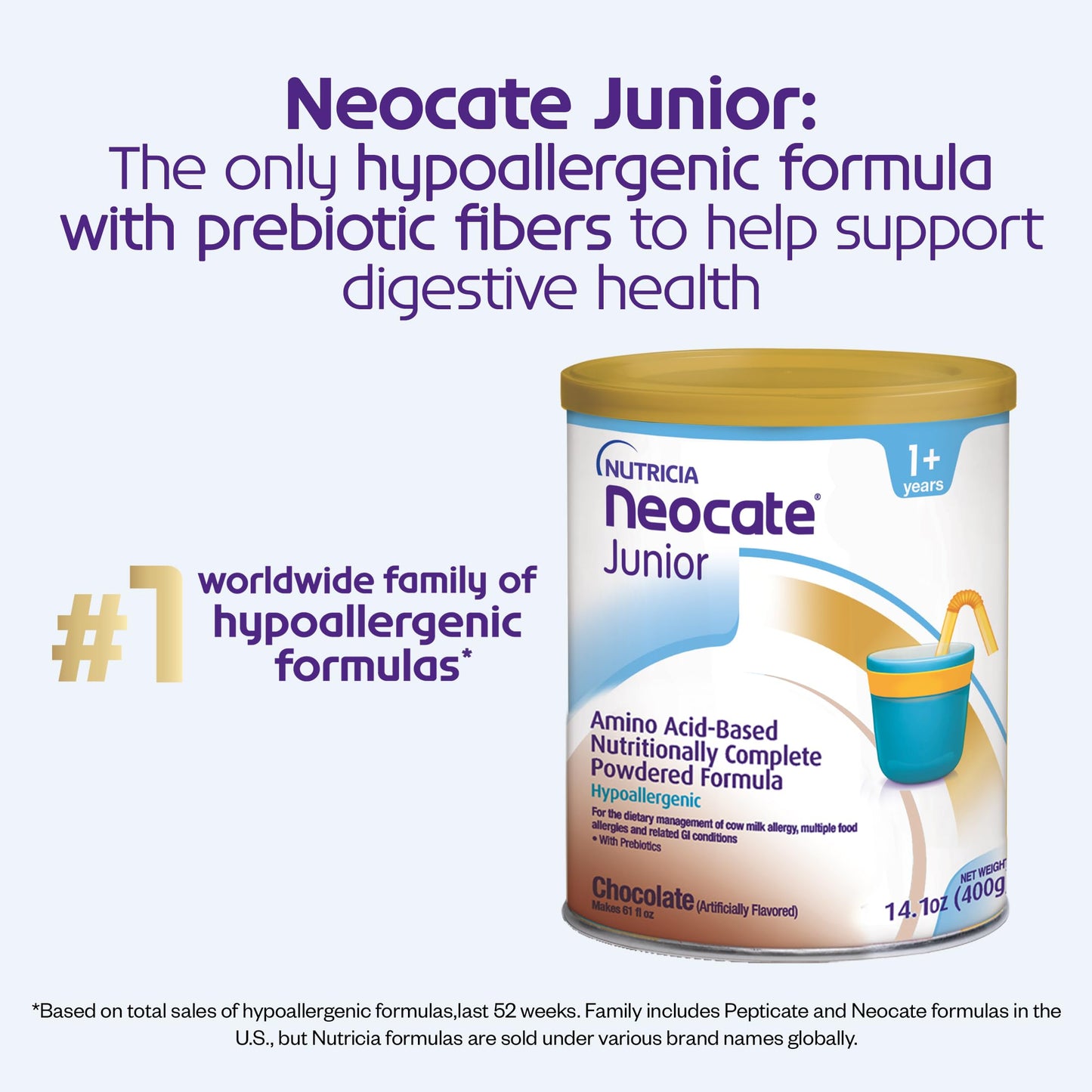 Nutricia Neocate Junior - Hypoallergenic, Dairy-free, Amino Acid-Based Formula - Formula for 1+ Years - For Toddlers, Kids & Tee