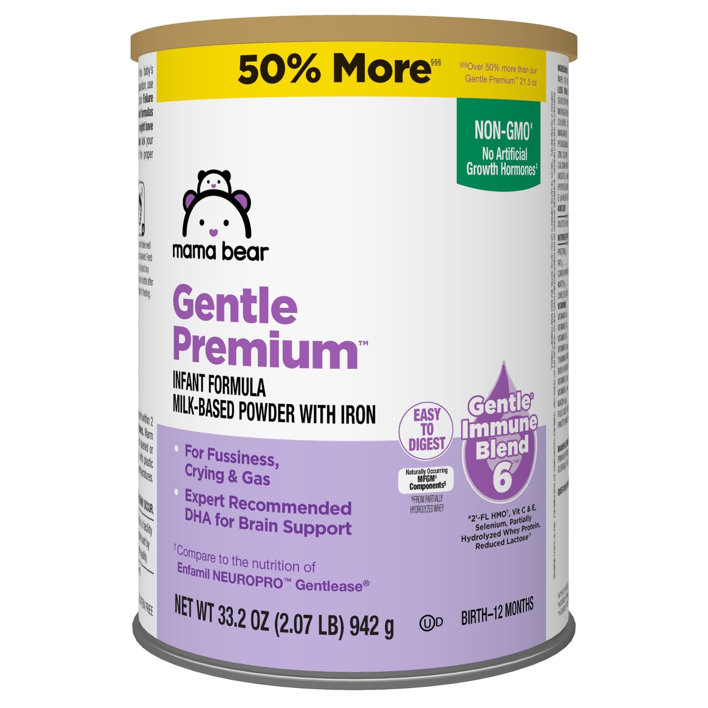 Large Online Retailer Brand - Mama Bear Gentle Enhanced Baby Formula Powder, Dha For Brain Support, Immune Blend 6, 2Fl Hmo, For Fusiness, Crying & Gas, 33.2 Ounce (Pack Of 1)