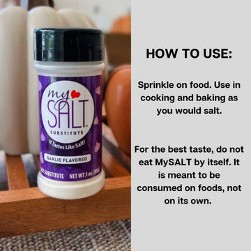 Mysalt Garlic Flavored Salt Substitute - Great For Sprinkling On Steamed Veggies, Rubbing On Meat And Poultry And Seasonings