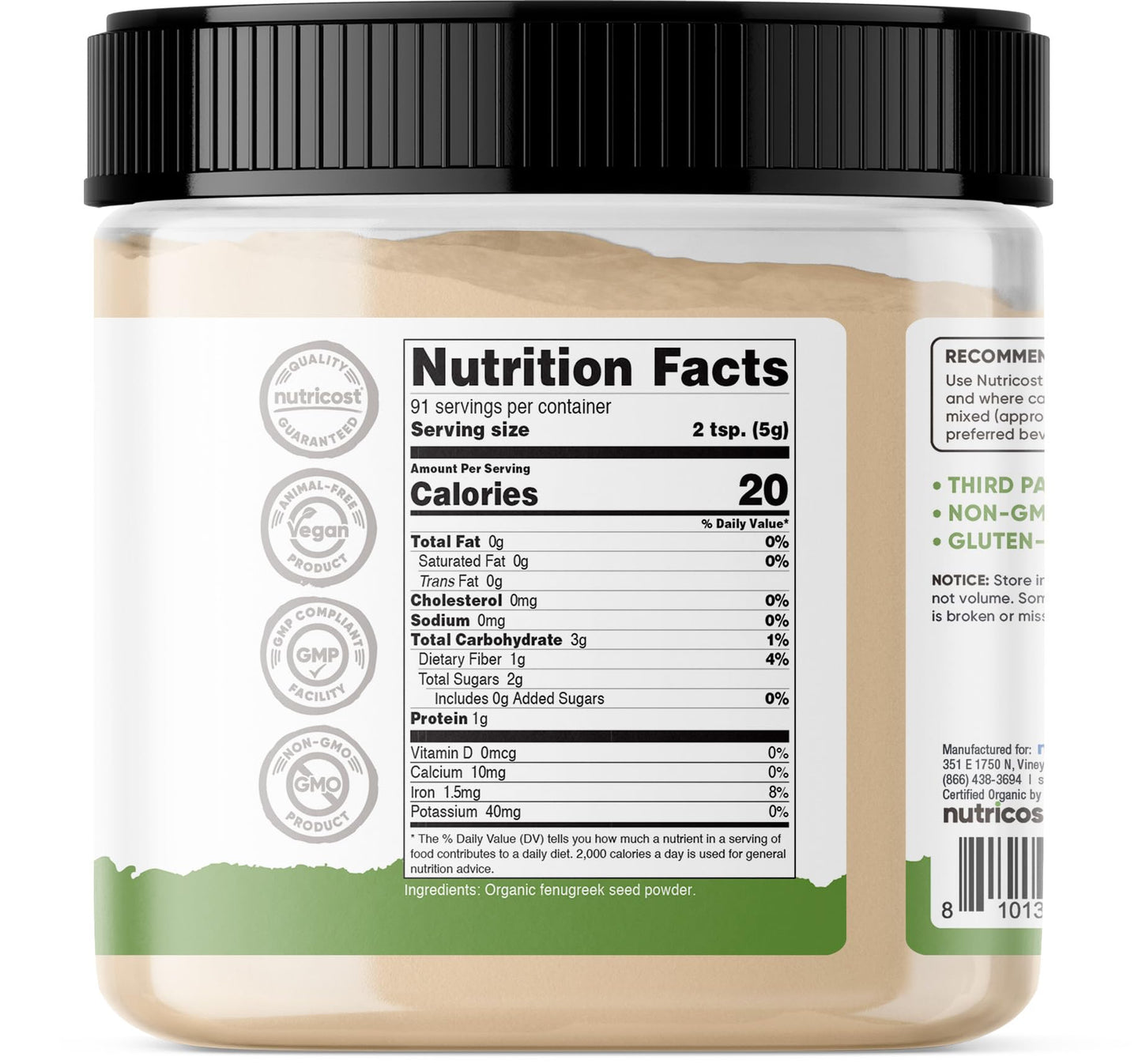 Nutricost Organic Fenugreek Powder (1LB)