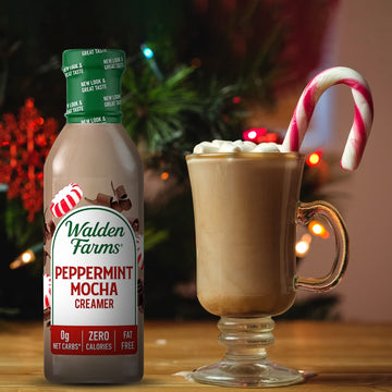 Walden Farms Peppermint Mocha Coffee Creamer, 12 Oz. Bottle, Fresh Flavored Non-Dairy Milk Substitute, Natural And Organic Liqui