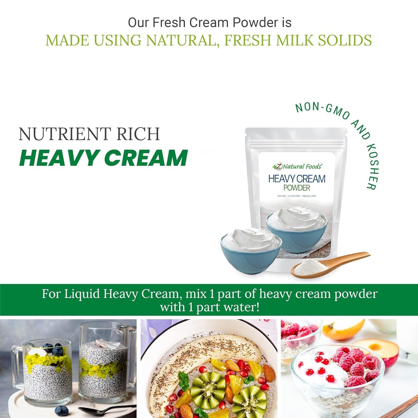 Z Natural Foods Heavy Cream Powder - Keto-Friendly, Gluten-Free, 5 lbs
