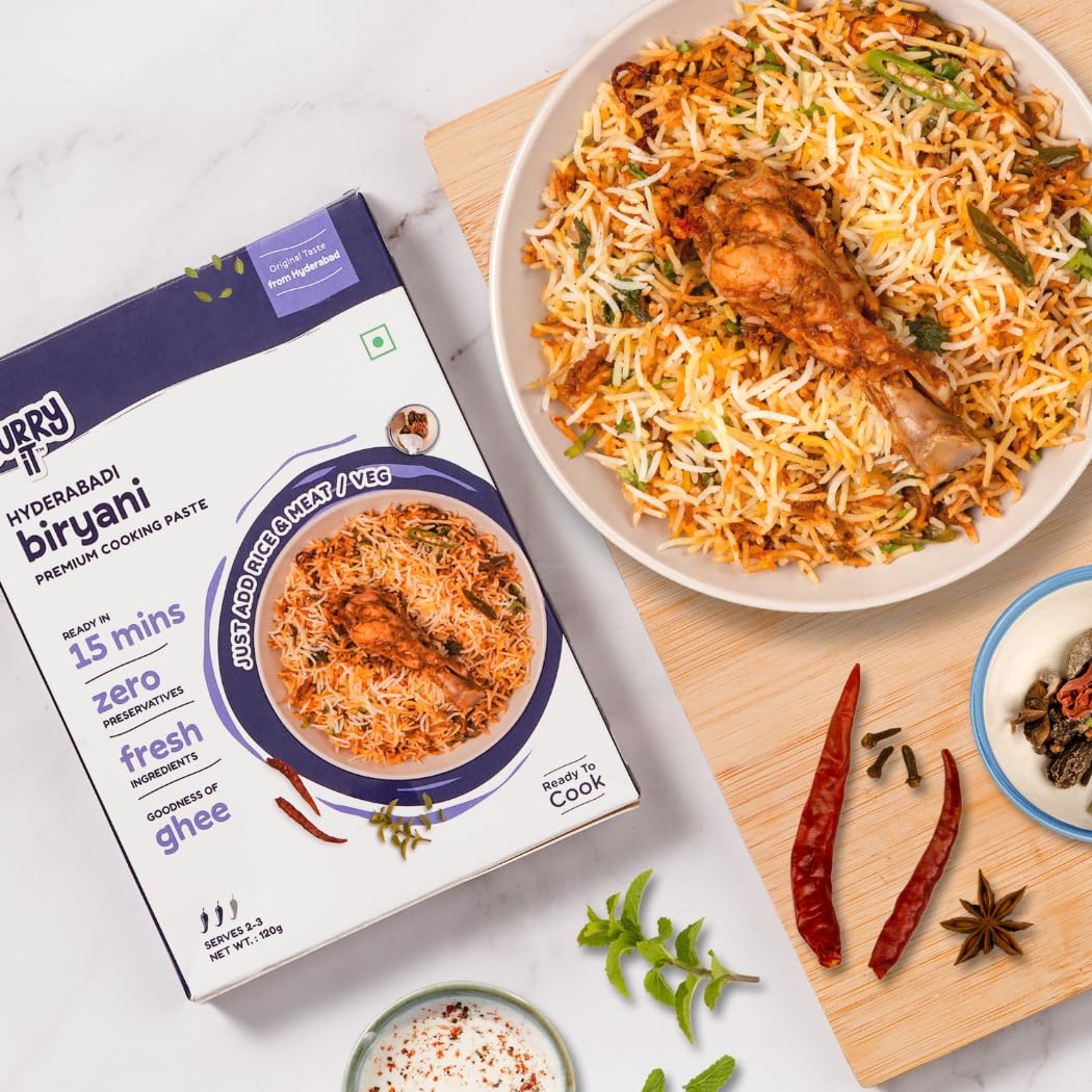 Curryit Instant Hyderabadi Biryani Curry Paste | Just Add Rice & Chicken, Mutton, Paneer | Ready In 30 Mins | Serves 4-6 | Made