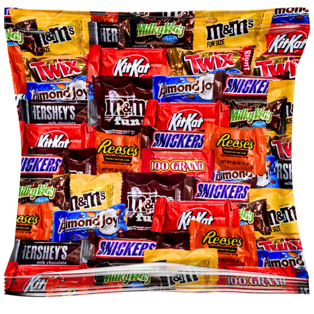 Halloween Assorted Fun-Size Chocolate Candy Mix - Bulk Bag - Variety Pack for Parties Pinatas Office Snacks Holidays & Events (2 LB)