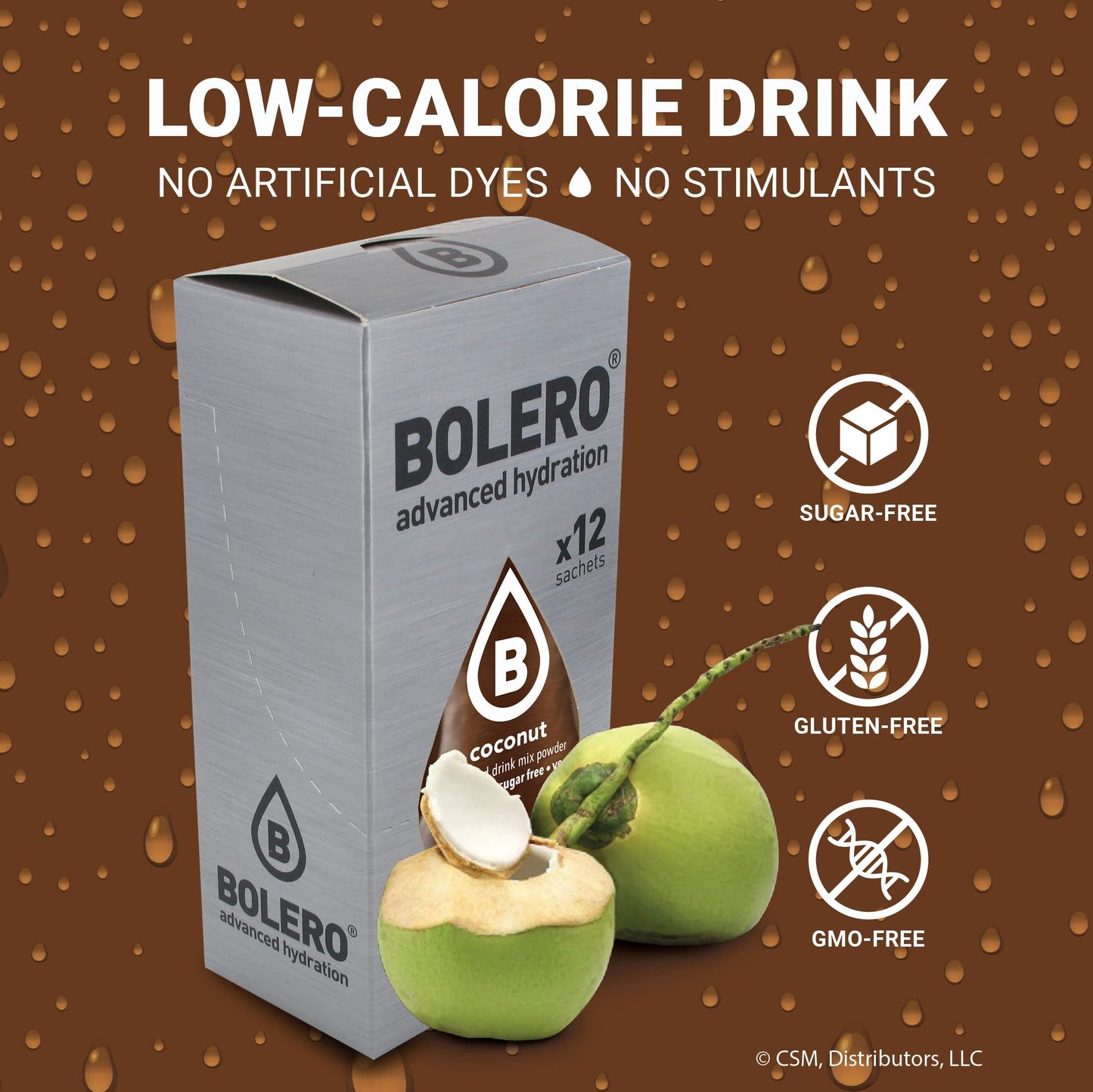 Bolero- Sugar Free Drink Mix Packets Coconut Fruit Flavors | Powdered Flavored Water Packets | 36 Small Sachet On The Go Packets