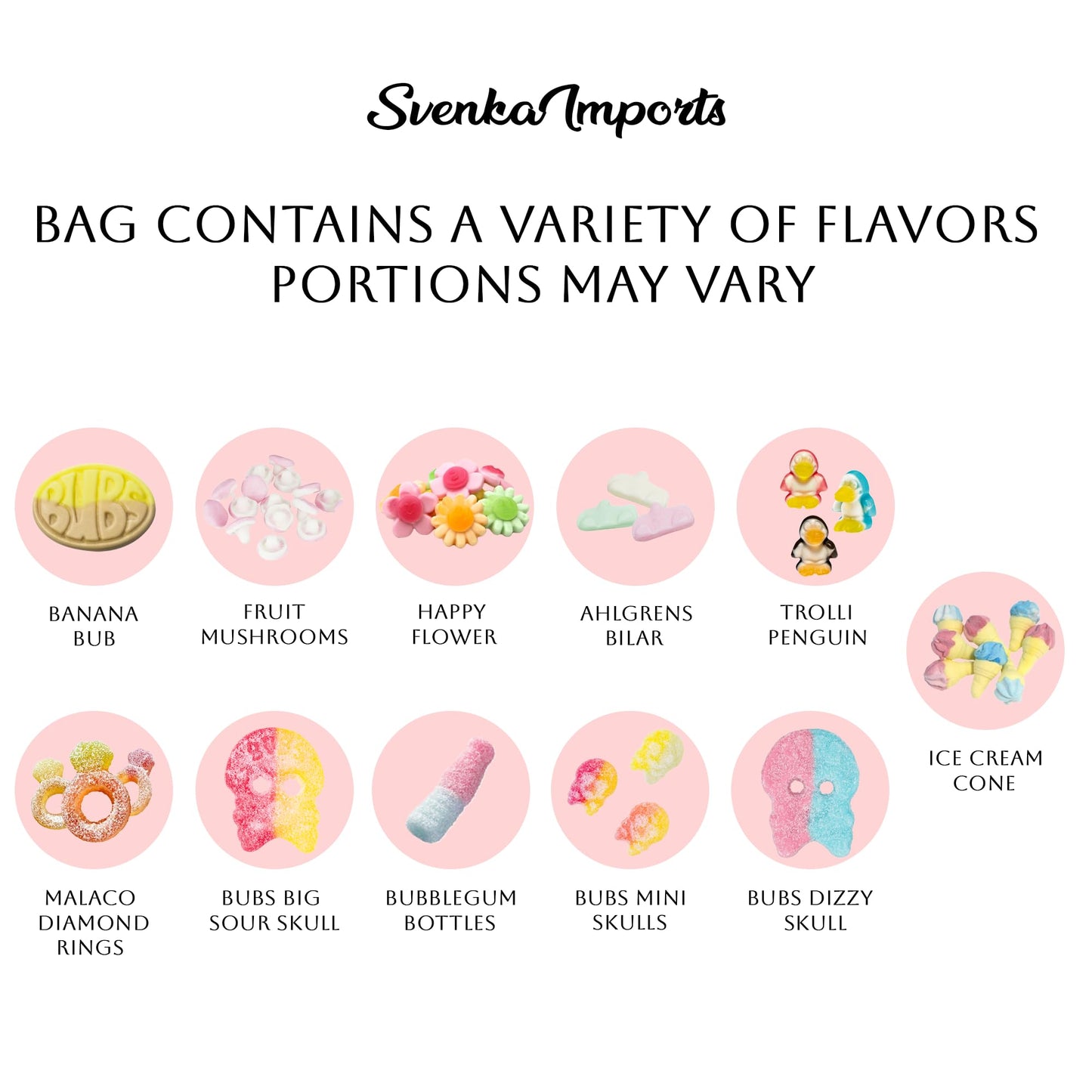 Swedish Sweet & Sour Mix - 1 Lb Assortment Bag With Fan-Favorite Candies Like Bubs Dizzy Skull, Sur Skalle, Banana, Big Sour Sku