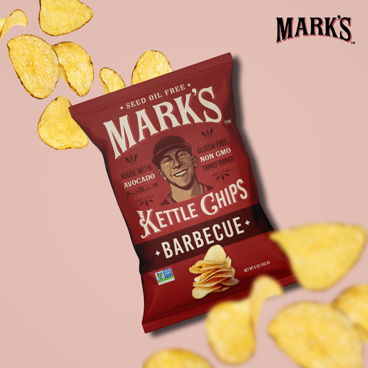 Mark’S Kettle Cooked Avocado Oil Potato Chips, Bbq – Seed Oil & Gmo Free | Barbecue, 5 Oz (Pack Of 3) | Gluten Free, Non-Gmo, Chips For Clean & Healthy Snacking