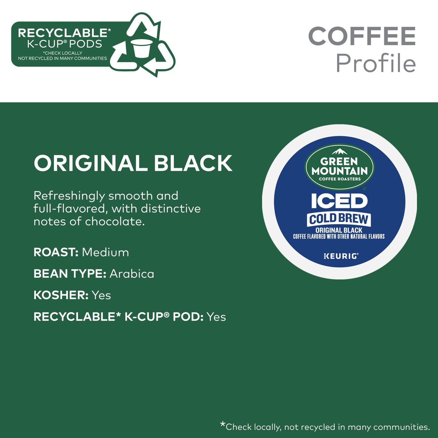 Green Mountain Coffee Roasters Original Black Iced Cold Brew Coffee, Single Serve Keurig K-Cup Pods, 60-Count Box (6 Packs Of 10