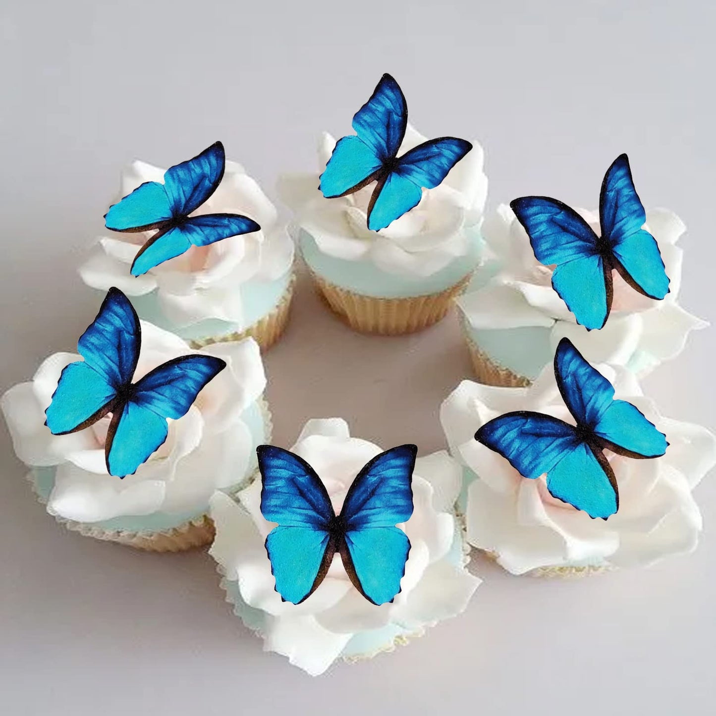 Georld Edible Wafer Paper Butterflies Set Of 48 Purple Pink Green Cake Decorations, Cupcake Topper (Blue)