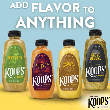 Koops' Fan Favorites Mustard Variety Pack - Horseradish, Arizona Heat, Honey Mustard, & Stone Ground - Gluten-Free, Kosher, Made