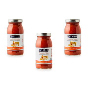 DeLallo Pomodoro Fresco Four Cheese Sauce, 25.25 oz. Jar, (3 Pack), Made in Italy, Gluten Free