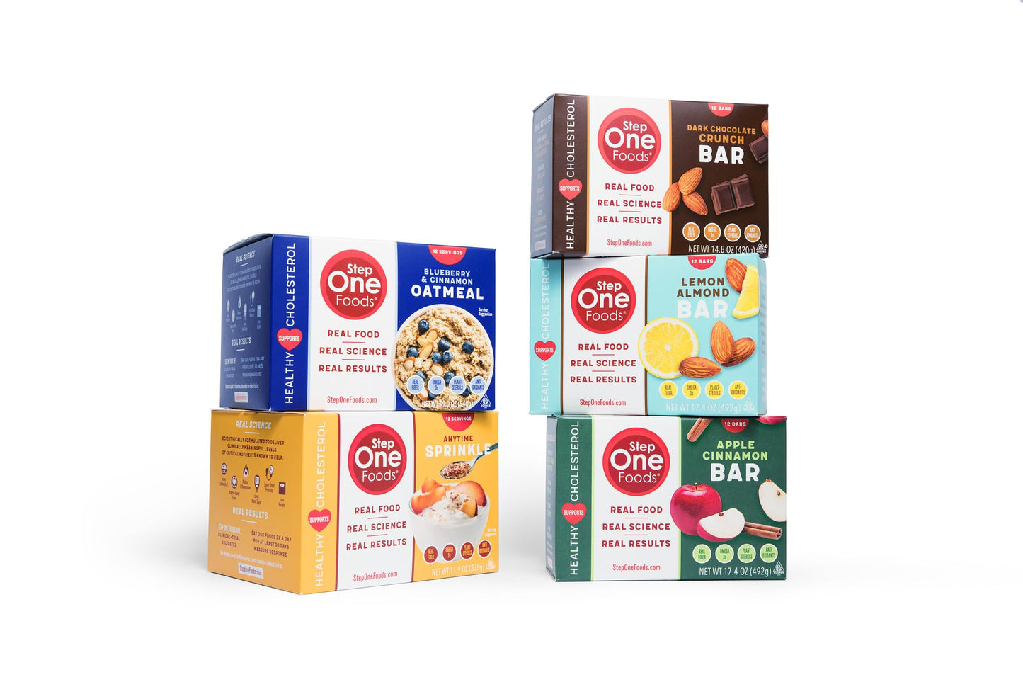 Step One Foods Apple Cinnamon Bars, Heart Healthy Snack Plant Sterols, Omega 3S And Dietary Fiber Gluten Free, Non-Gmo, Vegan, Fruit And Nut Granola Bars (12 Pack)
