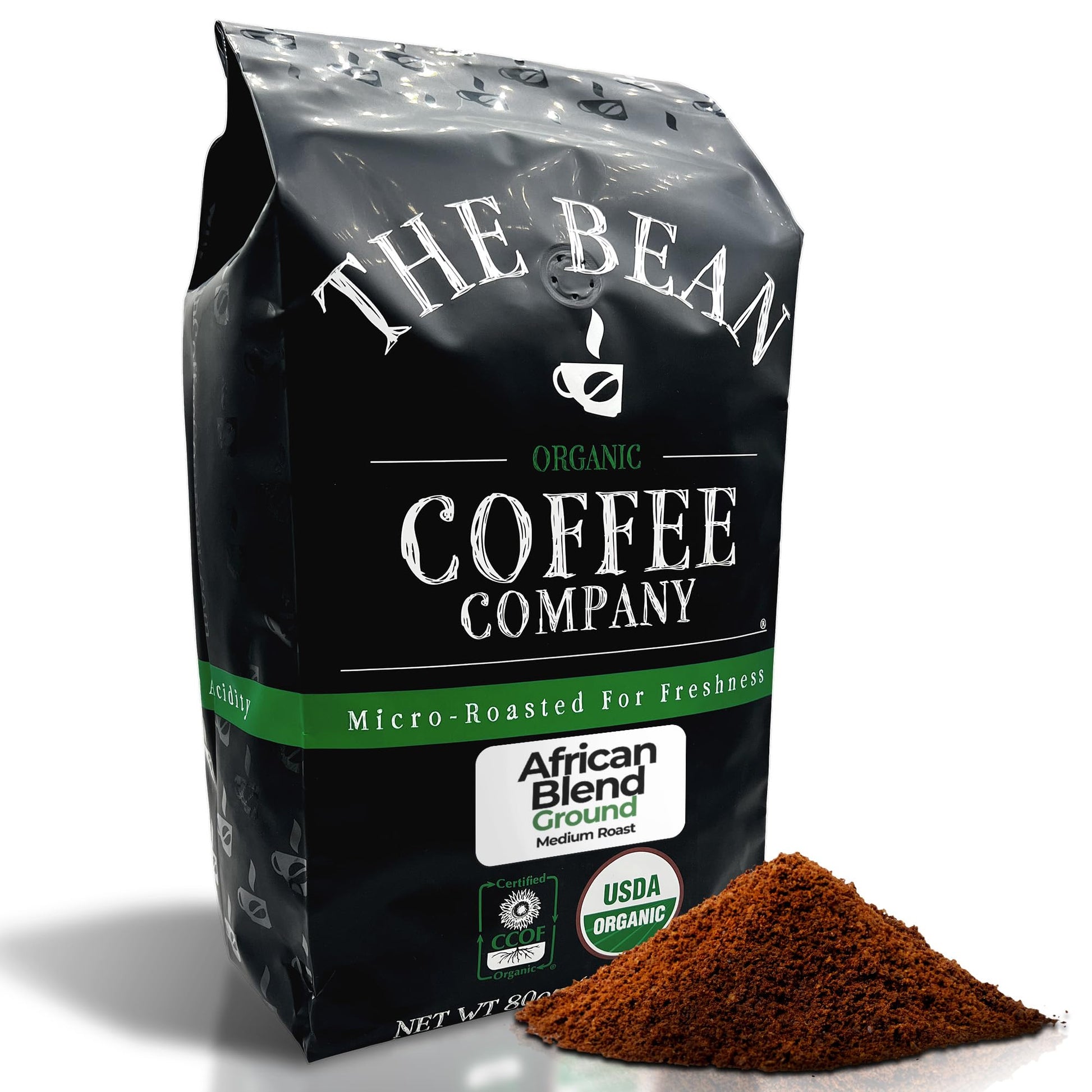 The Bean Organic Coffee Company African Blend, Medium Roast, Ground Coffee, 5-Pound Bag, Caf   molido tostado org  nico
