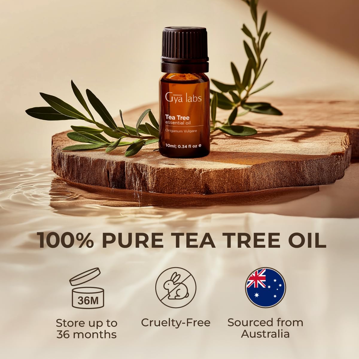 Gya Labs Pure Australian Tea Tree Oil For Skin, Hair, Face & Toenails (0.34 Fl Oz) - 100% Therapeutic Natural Melaleuca Tea Tree