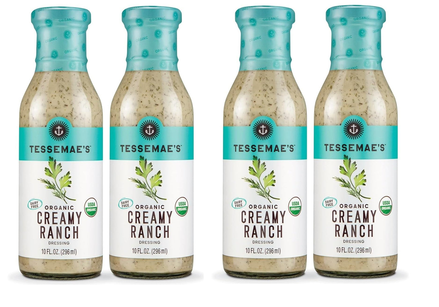 Tessemaes Organic Balsamic Vinaigrette Dressing and Marinade, Whole30 Certified, Keto Friendly, USDA Organic, 10 fl oz. bottles