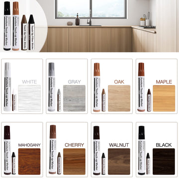 Seisso Furniture Markers Touch Up - Set Of 17 - Furniture Scratch Repair Markers Kit, Wood Touch Up Markers And Wax Sticks With