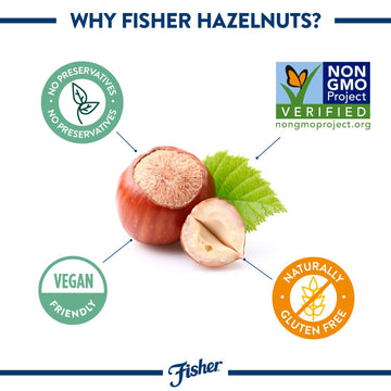 Fisher Chopped Hazelnuts, 4.52 oz Raw Shelled Unsalted Nuts for Cooking, Baking, or Snacking, Resealable Bag, Naturally Gluten F