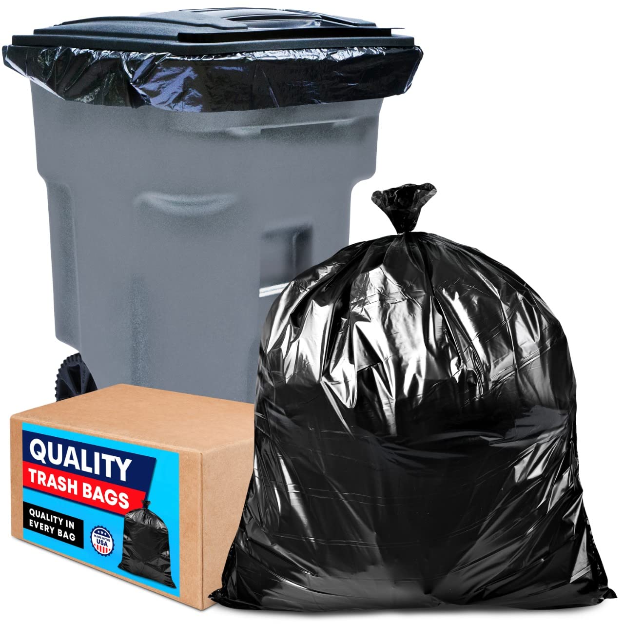 95-96 Gallon Trash Bags 2 Mil (Value-Pack 25 Bags W/Ties) Extra Large Black Trash Bags 90 Gallon, 95 Gallon, 96 Gallon, 100 Gall