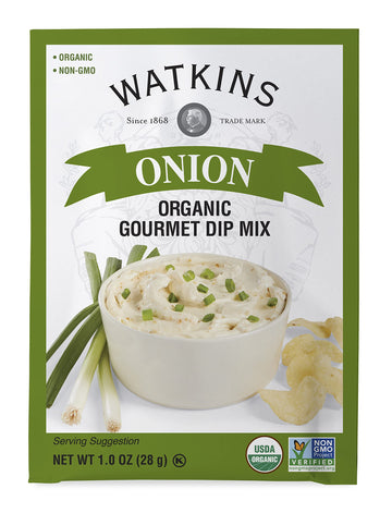 Watkins Organic Gourmet Dip Mix, Onion, 1.0 Oz. Packets, 12-Pack