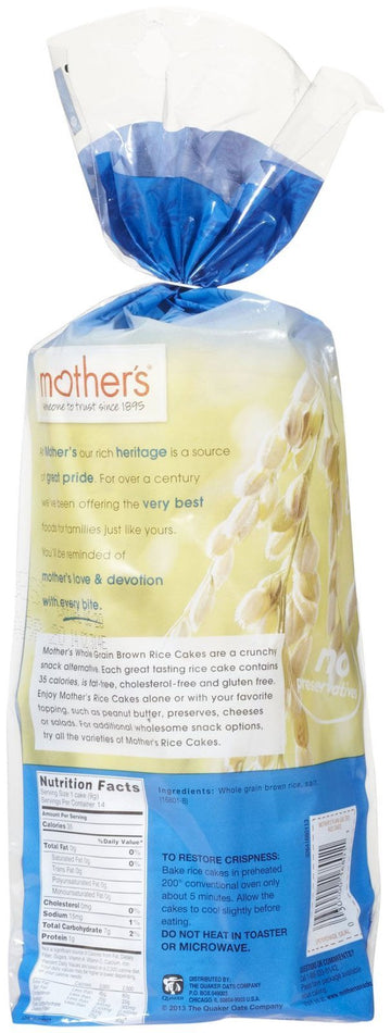 Mother'S Whole Grain Rice Cakes Plain Salted, 4.5 Ounce