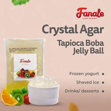 Fanale Crystal Agar Agar Boba, Crystal Jelly Ball, Ready To Serve, Soft Chew Texture, Instant Crystal Boba Pearls For Bubble Tea