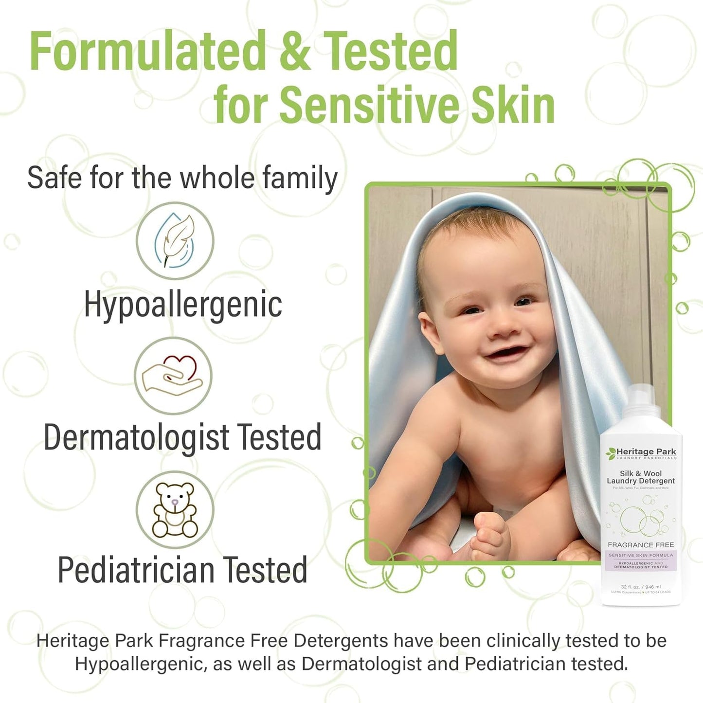 Heritage Park Silk & Wool All-Natural Lavender Mist Scent, Ph-Neutral Laundry Detergent - Enzymes-Free, Ultra Concentrated (4 Fl