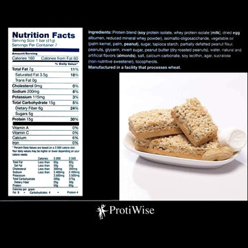 ProtiWise - High Protein 15g Bar | 7/Box | Weight Loss, Diet, KETO Friendly, Hunger Control, Meal Replacement | Gluten Free, Low