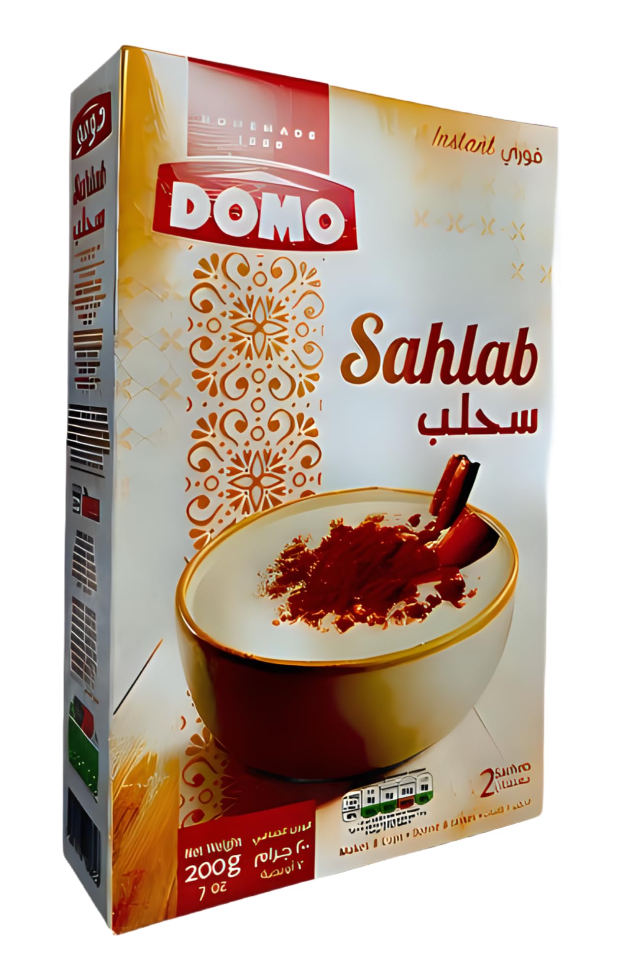 Domos Sahlab Instant Pudding & Hot Drink Powder Mix, includes 2 Sachets. (200g)
