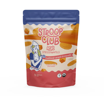 Stroop Club Traditional Organic Mini Stroopwafel Caramel Treats | Vegan, Plant-Based and Dutch-Approved Indulgence - Vegan Waffl