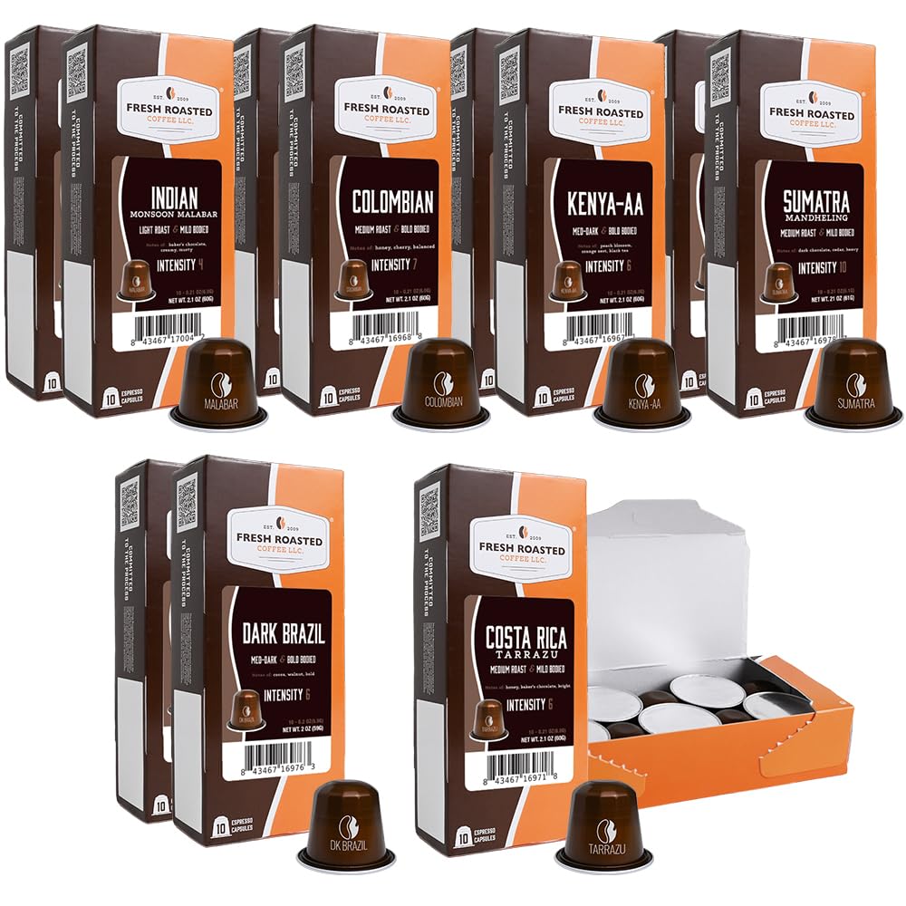 Fresh Roasted Coffee Espresso Pods For Nespresso Oriflavor Blendalline Single-Oriflavor Blend Variety Pack 12 Varieties 120 Recyclable Aluminum Units