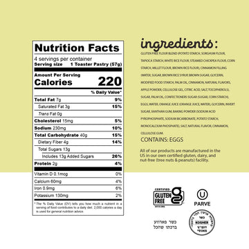 Katz Gluten Free Cinnamon Toaster Pastries. Healthy snacks for adults and kids. Free of Dairy, Peanuts, Tree Nuts, and Sesame, N