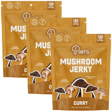 Pan's Mushroom Jerky, Vegan Snacks, Dried Mushrooms Shitiake, Plant based Jerky, Meatless Jerky, Gluten Free, High in Fiber, wit