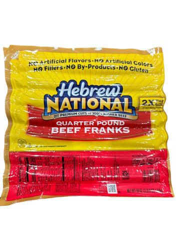 Hebrew National Quarter Pound Beef Franks Premium Cuts%100 Kosher Beef- 3.5Lb