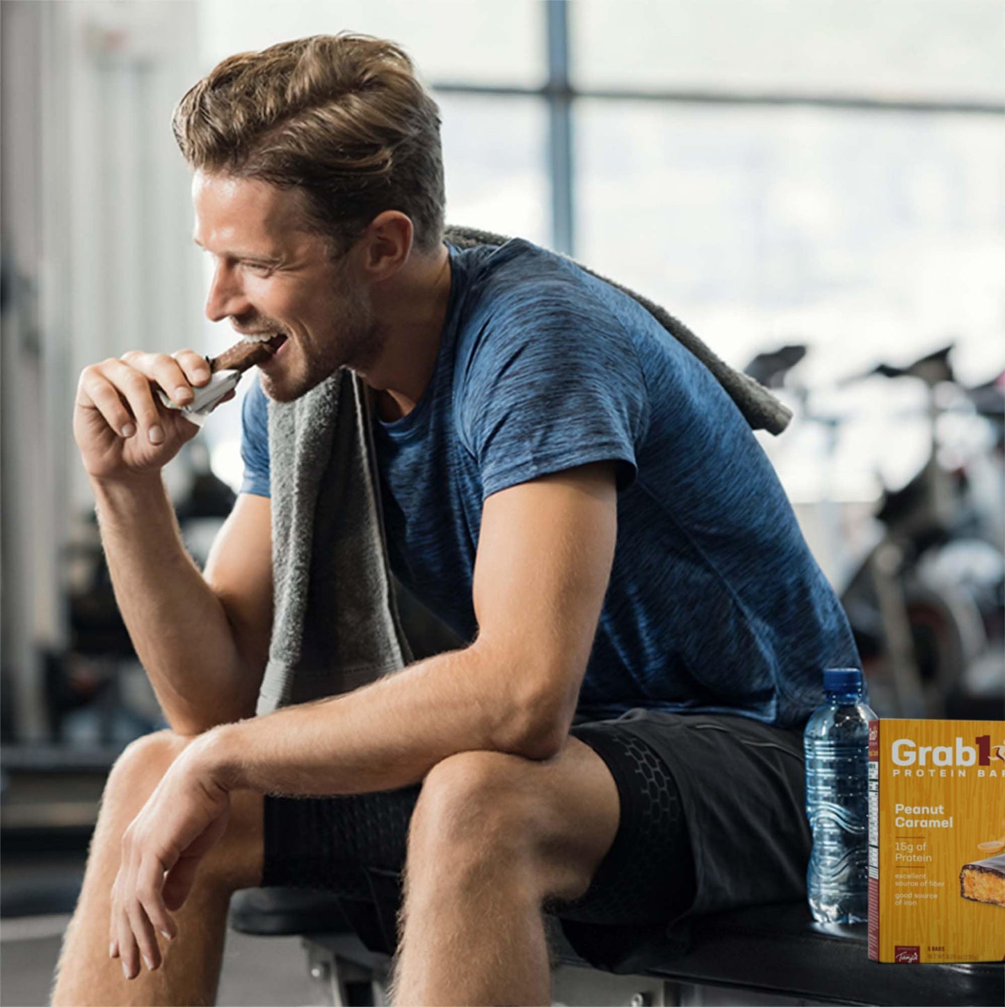 Grab1 High Fiber Protein Bars | 9 Grams Fiber | 10 Grams Protein | Peanut Caramel Flavor (2 Pack - 10 Bars) Controls Hunger | De