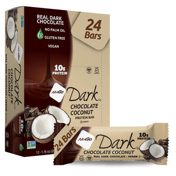 Nugo Dark Chocolate Coconut, 10G Protein Bar, Vegan, Gluten Free, Non-Gmo, Kosher Pareve, 24 Count