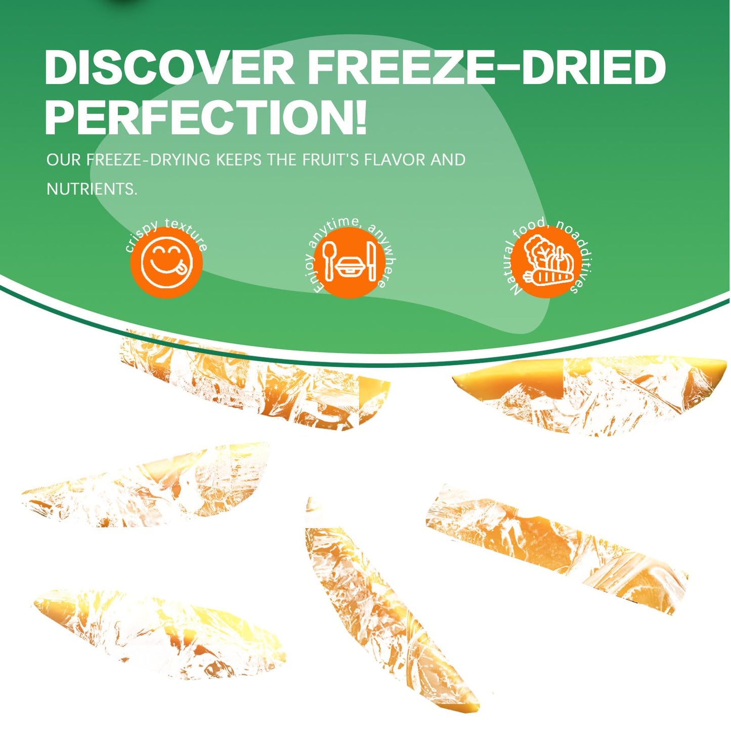 Freeze Dried Mango, 4.23Oz Freeze Dried Fruit, Mango Slices, No Add Sugar, Dried Mangoes, Fruit Snacks, Ideal For Infusing Drink