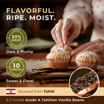 Gya Labs Tahitian Vanilla Beans - Grade A, 5-7 Inches Long, 1.2 Ounce Pack