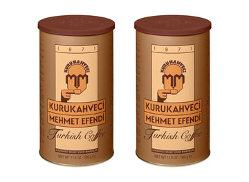KURUKAHVECI MEHMET EFENDI Turkish Coffee Arabica Beans Roasted Ground Rich Aroma Fresh Medium to Heavy-bodied Original Taste Since 1871 (17.6 OZ / 500 Gr) Pack of 2