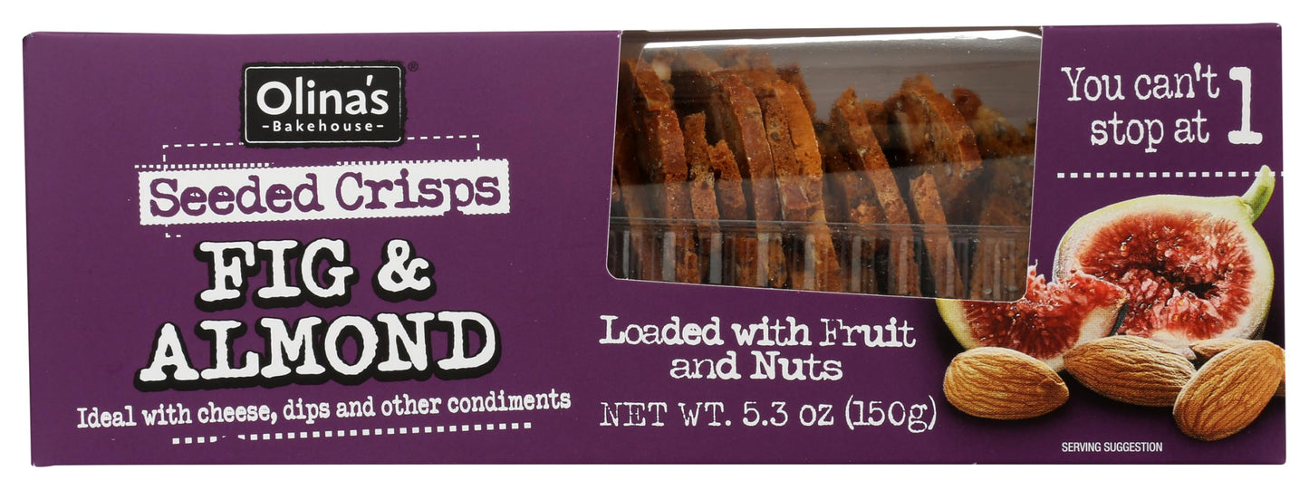 Olinas Bakehouse Seeded Crisps FIG and ALMOND 5.3 oz (3 pack) crackers. Loaded with fruit and nuts!