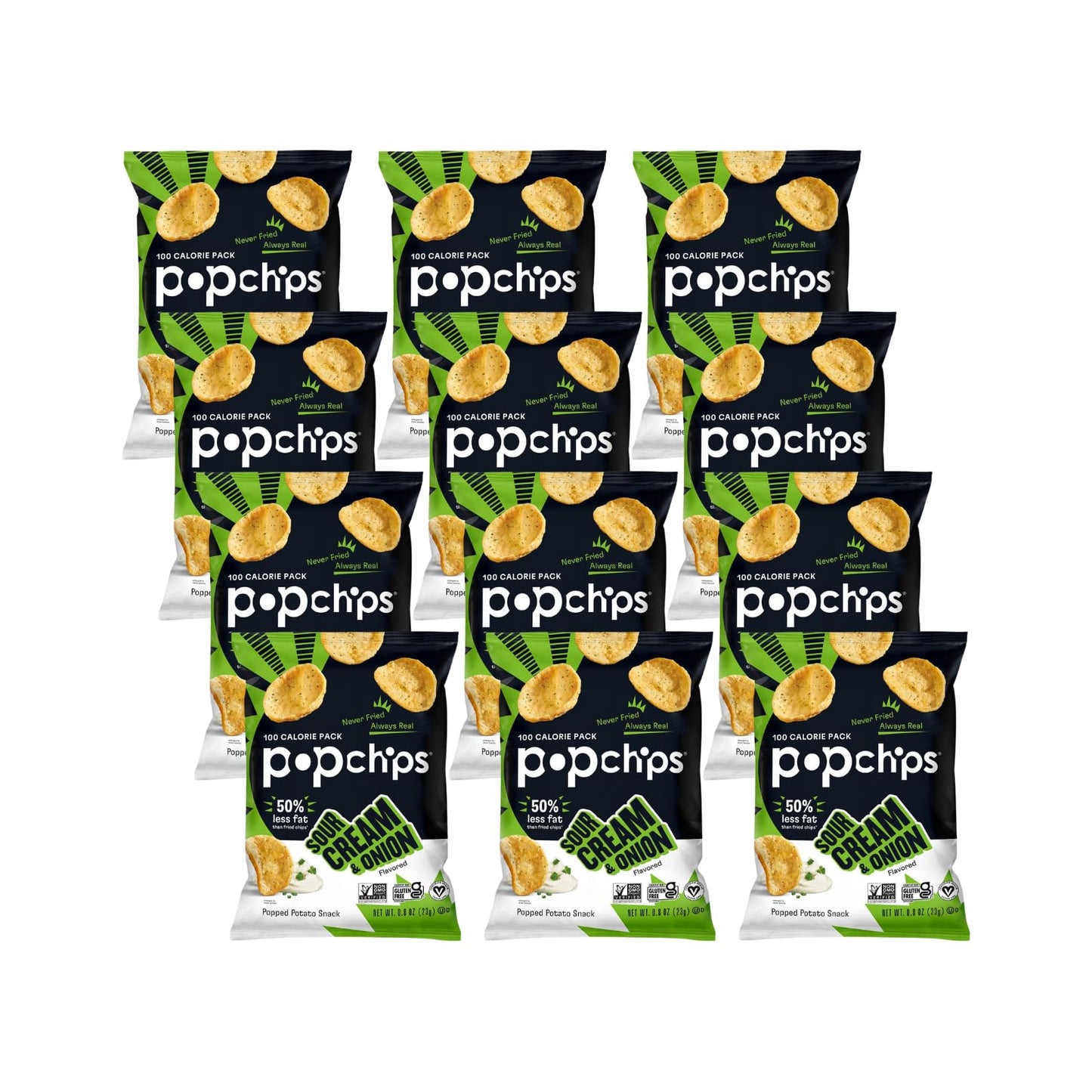 Popchips Potato Chips Sour Cream & Onion 5 Oz Bags (Pack Of 12)