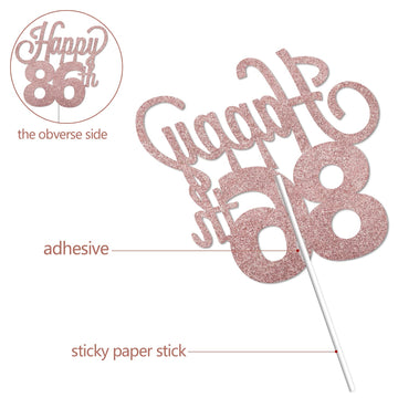 Lingteer Happy 86Th Birthday Cake Topper - Cheers To 86Th Birthday 86 Years Old Birthday Party Cake Decorations Sign.
