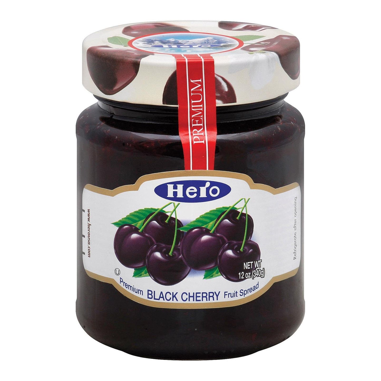 Hero Black Cherry Premium Fruit Spread Preserve,12 Ounce