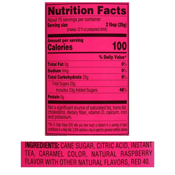 4C Powdered Drink Mix Cannisters, Raspberry Tea 3 Pack, 28 Quarts, Family Sized Cannister, Thirst Quenching & Refreshing Flavors