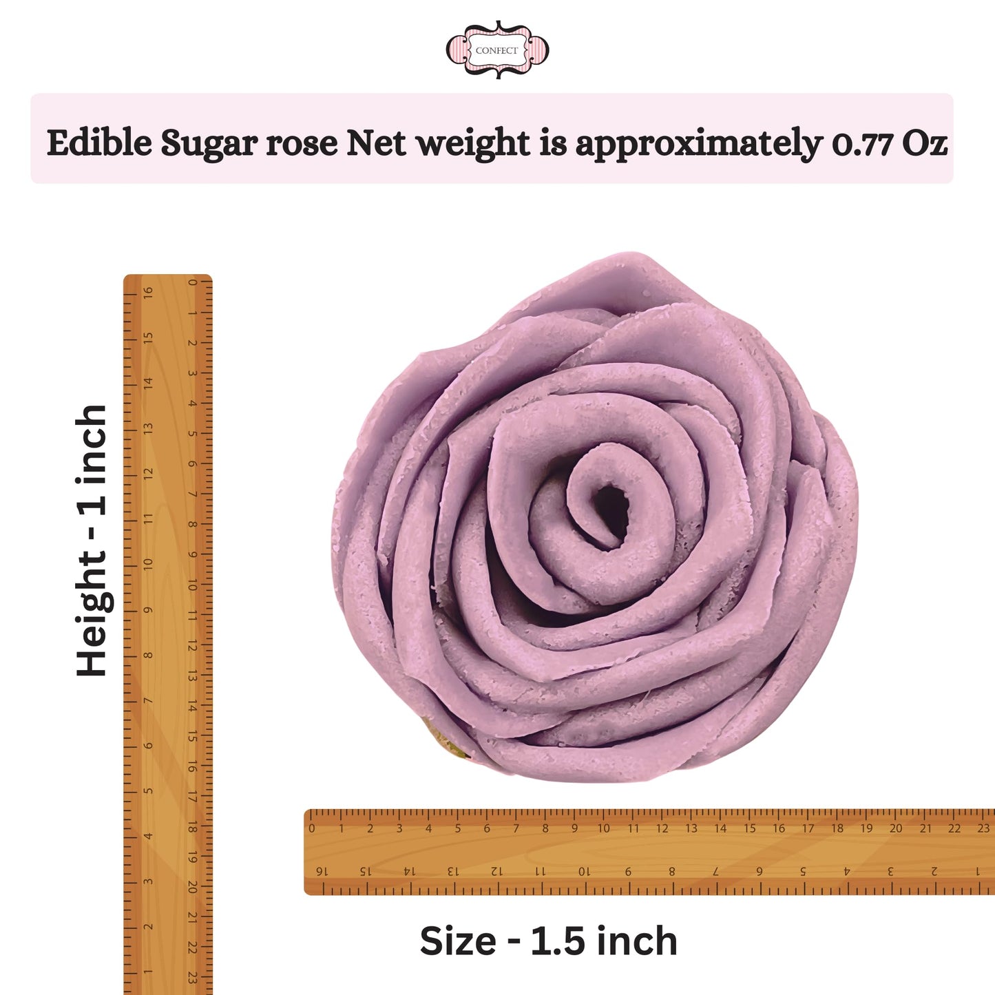 Confect Edible Lavender Rose Toppers – 12-Pack Vegan Floral Cake Decor, Nut-Free, Soy-Free, Dairy-Free
