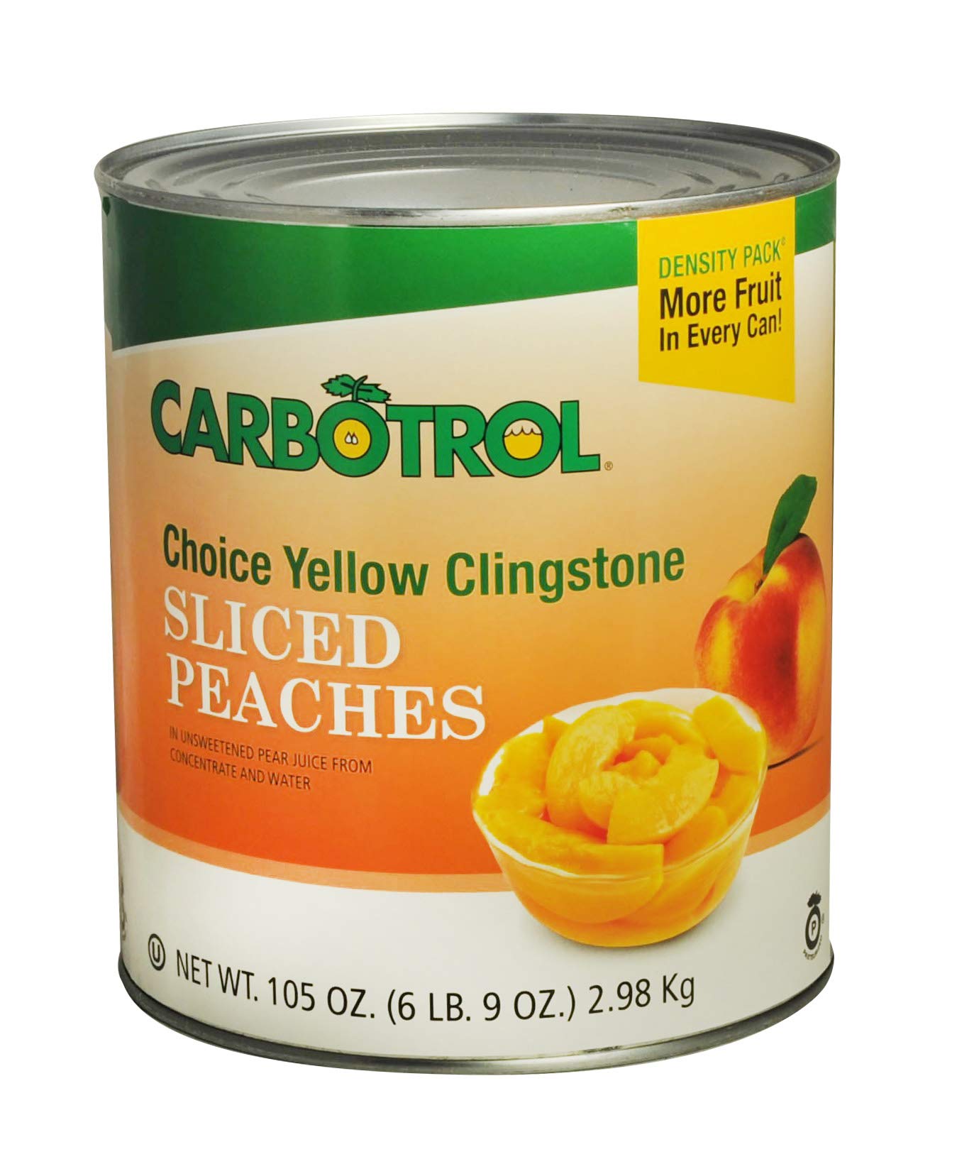 Carbotrol #10 Juice Packed Canned Fruit, Sliced Peaches, (6 - 105oz Cans per Case))